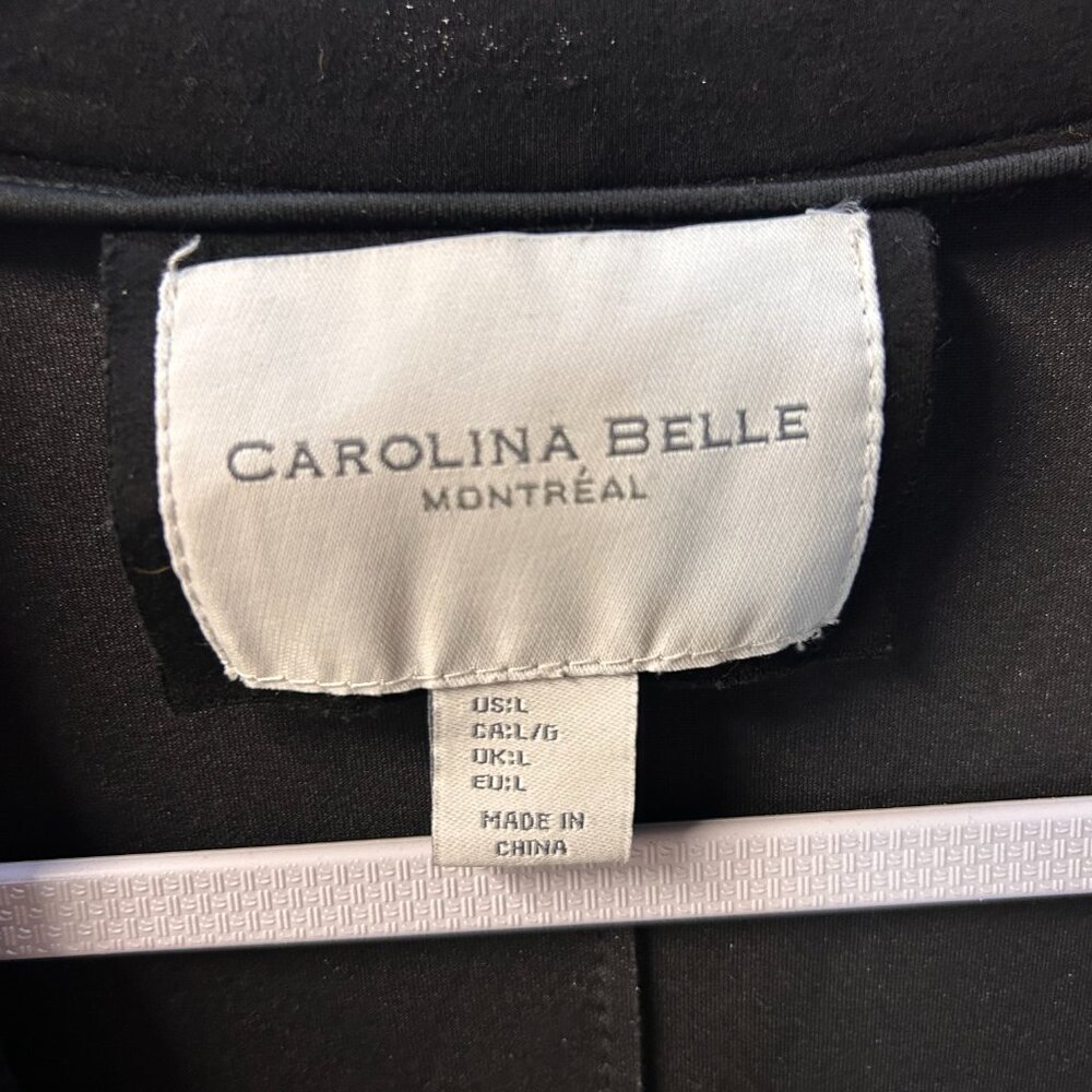 Carolina Belle Long Black Nylon Rayon Spandex Jacket Large - Picture 2 of 9